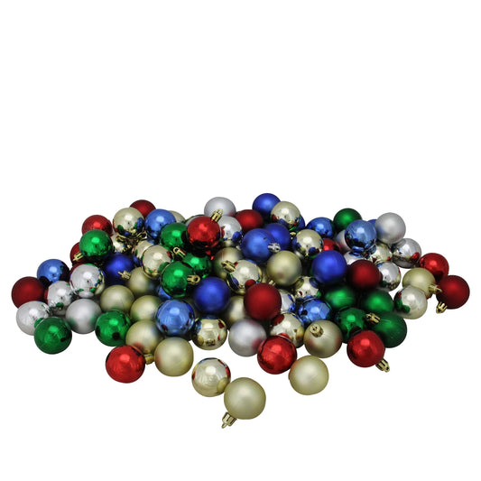 96Ct Shatterproof 4-Finish Christmas Ball Ornament Set 1.5" - Green/Red